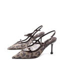 Slingback animalier con fibbie gioiello