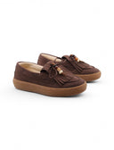 Scarpa da barca con frange e perline