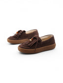 Scarpa da barca con frange e perline