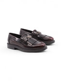 Mocassino elegante bordeaux con frange
