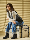 Stivaletto scamosciato con plateau