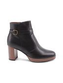 Stivaletto in pelle con tacco e plateau