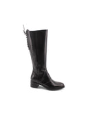 Stivale nero in pelle con laccio donna