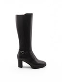 Stivale nero in pelle con tacco donna