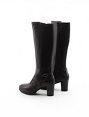 Stivale nero in pelle con tacco donna