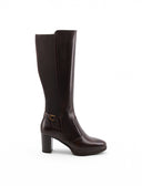 Stivale marrone in pelle con tacco