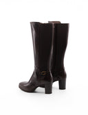 Stivale marrone in pelle con tacco