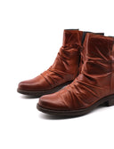 Stivaletto donna in pelle arricciata