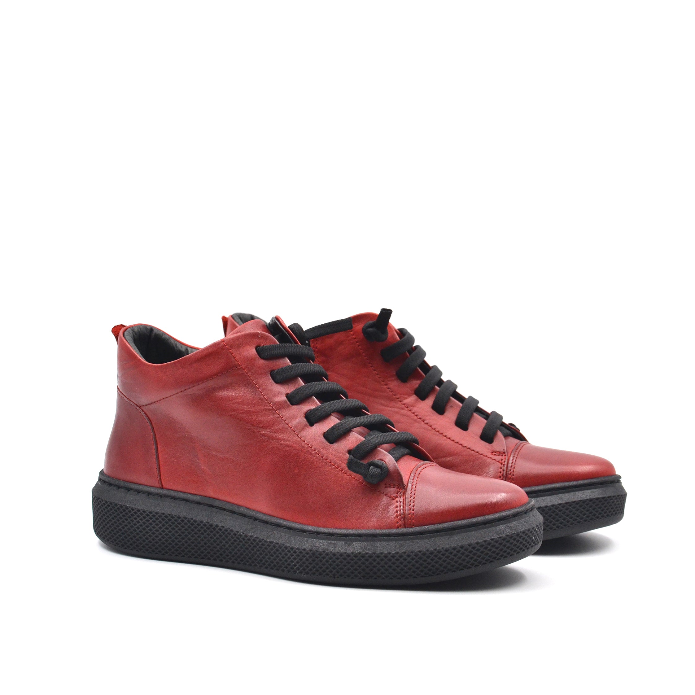 Conte' Sneaker alta da donna in pelle rosso – Conte' Scarpe e Moda