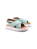 Sandalo flat in vera pelle da donna