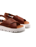 Sandalo flat in vera pelle da donna