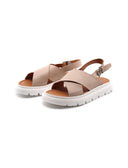 Sandalo flat in vera pelle da donna