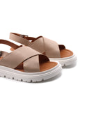 Sandalo flat in vera pelle da donna