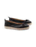 Ballerina in pelle con fiocco da donna