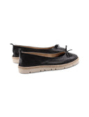 Ballerina in pelle con fiocco da donna