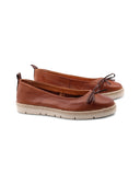Ballerina in pelle con fiocco da donna
