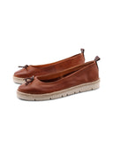 Ballerina in pelle con fiocco da donna