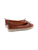 Ballerina in pelle con fiocco da donna