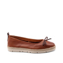 Ballerina in pelle con fiocco da donna