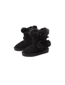 Stivaletto con pelo e pom pon da bimba