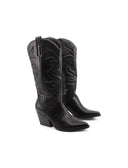Stivale texano nero con ricami da donna
