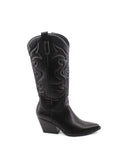Stivale texano nero con ricami da donna
