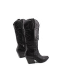 Stivale texano nero con ricami da donna