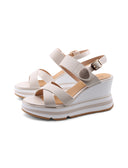 Sandalo zeppa da donna con strass