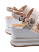 Sandalo zeppa da donna con strass