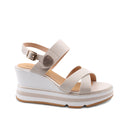 Sandalo zeppa da donna con strass