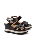 Sandalo zeppa da donna con strass