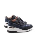 Sneaker zeppa con glitter e doppia zip