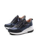 Sneaker zeppa con glitter e doppia zip