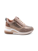 Sneaker zeppa con glitter e doppia zip