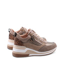 Sneaker zeppa con glitter e doppia zip