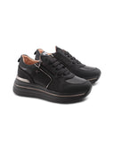 Sneaker nera platform con strass donna