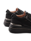 Sneaker nera platform con strass donna