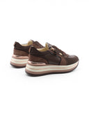 Sneaker zeppa marrone con strass donna