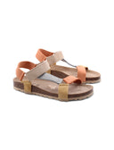 Sandalo multicolor in pelle scamosciata