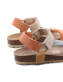 Sandalo multicolor in pelle scamosciata