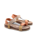 Sandalo multicolor in pelle scamosciata