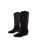 Stivale texano con ricami traforati
