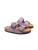 Ciabatta a doppia fascia in pelle donna