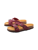 Ciabatta in pelle con fibbie da donna
