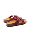 Ciabatta in pelle con fibbie da donna