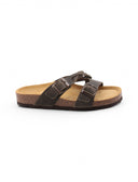 Ciabatta in pelle con fibbie da donna
