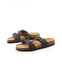 Ciabatta in pelle con fibbie da donna