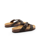 Ciabatta in pelle con fibbie da donna