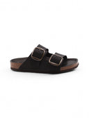 Ciabatta in pelle a doppia fascia donna