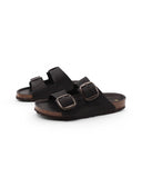 Ciabatta in pelle a doppia fascia donna